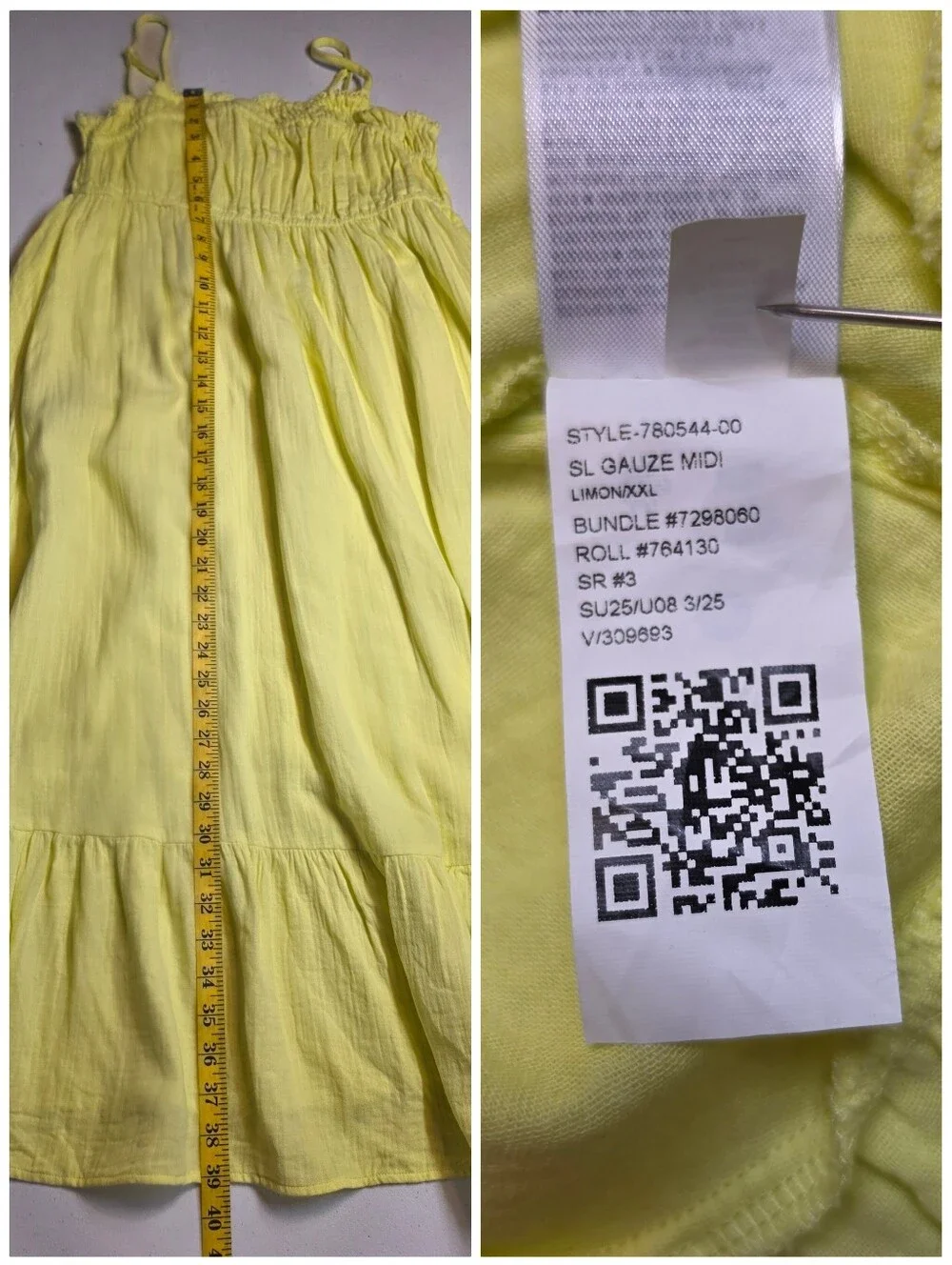 GAP Kids Cotton Crinkle Gauze Midi Dress Lemon Yellow Smocked Sundress NEW